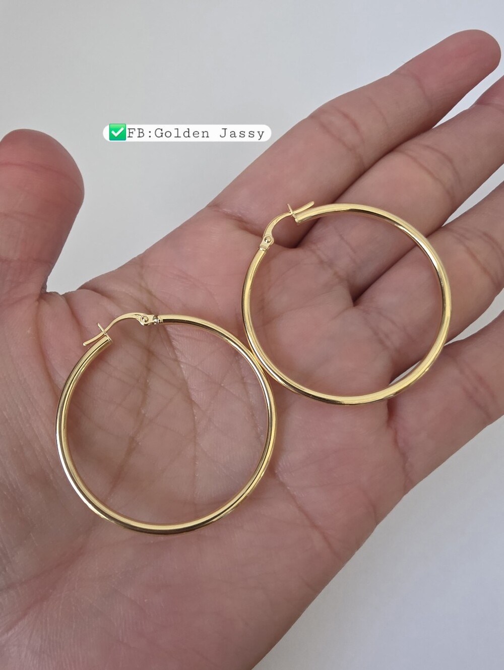 18K Real Gold Plain Hoop 36mm